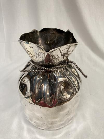 Maria Pergay 1970s Silver plated vase in the style of Maria Pergay