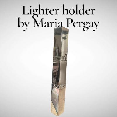 Maria Pergay 1970s belt serie silver plated lighter holder by Maria Pergay