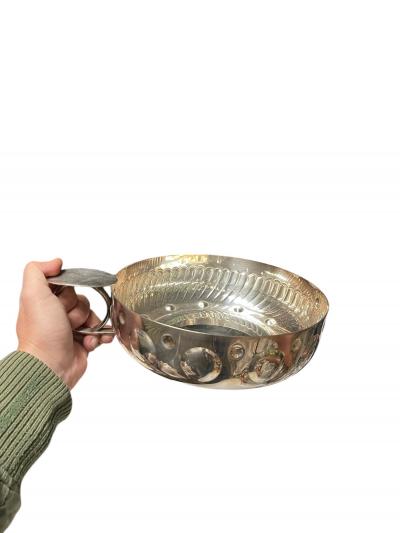 Maria Pergay Large silver plated wine taster vide poche or catchall by Maria Pergay