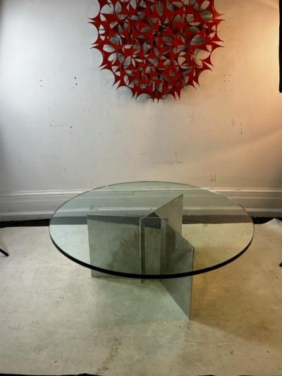 Maria Pergay MODERNIST ALUMINUM AND GLASS COFFEE TABLE