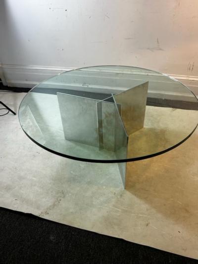 Maria Pergay MODERNIST ALUMINUM AND GLASS COFFEE TABLE