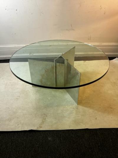 Maria Pergay MODERNIST ALUMINUM AND GLASS COFFEE TABLE