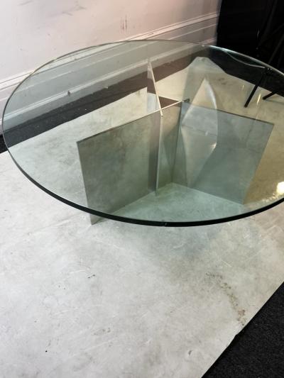 Maria Pergay MODERNIST ALUMINUM AND GLASS COFFEE TABLE