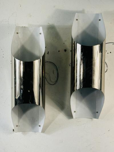 Maria Pergay MODERNIST CHROME SCULPTURAL FORM SCONCES