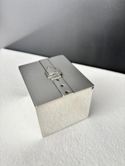 Maria Pergay Maria Pergay Silverplate Small Box with Buckle Motif France c1970