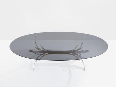Maria Pergay Maria Pergay polished steel and brass dining table Gerbe 1970