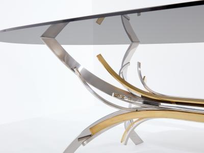 Maria Pergay Maria Pergay polished steel and brass dining table Gerbe 1970