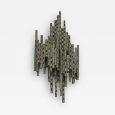Maria Pergay Pair of French Mid Century Modern Perforated Iron Sconces Attr Maria Pergay