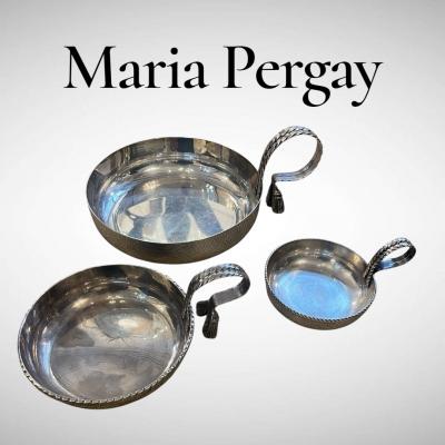 Maria Pergay Set of 3 Silver plated vide poche by Maria Pergay