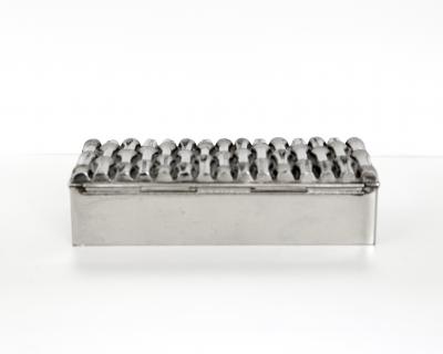 Maria Pergay Silver Plate Box in Faux Bamboo Motif Attributed to Maria Pergay