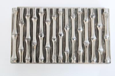 Maria Pergay Silver Plate Box in Faux Bamboo Motif Attributed to Maria Pergay