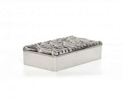 Maria Pergay Silver Plate Box in Faux Bamboo Motif Attributed to Maria Pergay