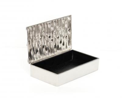 Maria Pergay Silver Plate Box in Faux Bamboo Motif Attributed to Maria Pergay
