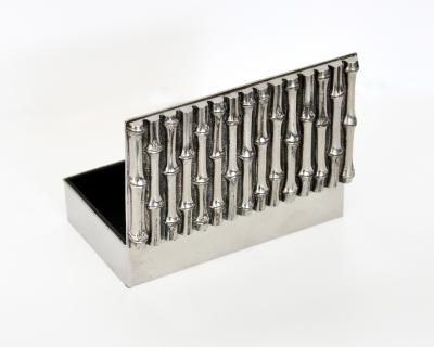 Maria Pergay Silver Plate Box in Faux Bamboo Motif Attributed to Maria Pergay