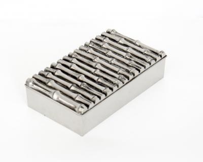 Maria Pergay Silver Plate Box in Faux Bamboo Motif Attributed to Maria Pergay