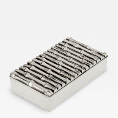 Maria Pergay Silver Plate Box in Faux Bamboo Motif Attributed to Maria Pergay