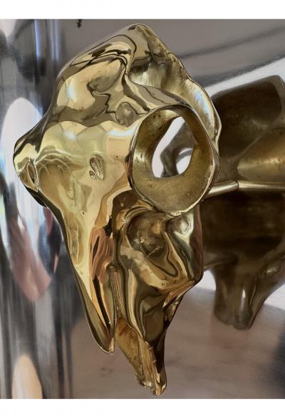 Maria Pergay Skull Floor Lamp in Stainless Steel and Bronze