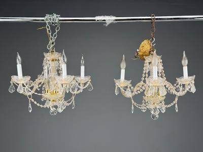 Maria Theresa Style Venetian Chandeliers Crystal Brass Italy 1960s