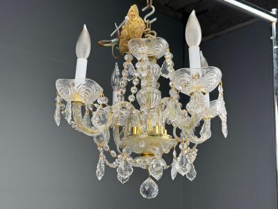 Maria Theresa Style Venetian Chandeliers Crystal Brass Italy 1960s