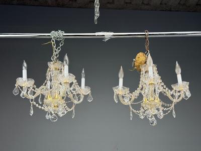 Maria Theresa Style Venetian Chandeliers Crystal Brass Italy 1960s