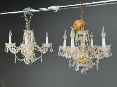 Maria Theresa Style Venetian Chandeliers Crystal Brass Italy 1960s