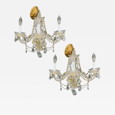 Maria Theresa Style Venetian Chandeliers Crystal Brass Italy 1960s