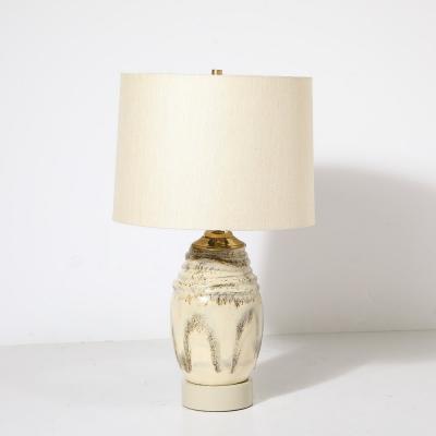 Marianna Von Allesch Mid Century Off White Glazed Ceramic Table Lamp Signed Marianna Von Allesch