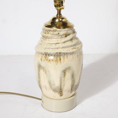 Marianna Von Allesch Mid Century Off White Glazed Ceramic Table Lamp Signed Marianna Von Allesch
