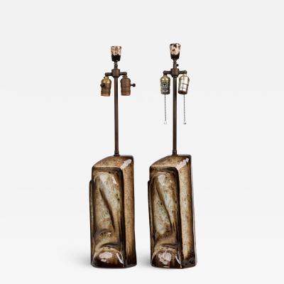 Marianna Von Allesch Pair of Marianna von Allesch for Carola Ceramics German Ceramic Table Lamps