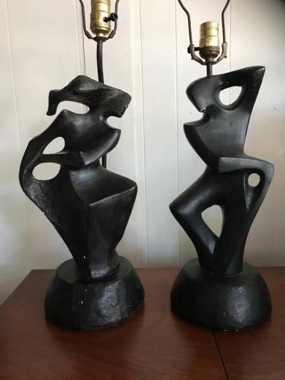 Marianna Von Allesch Spectacular Pair of Marianna von Allesch Cubism Male Female Lamp Rima