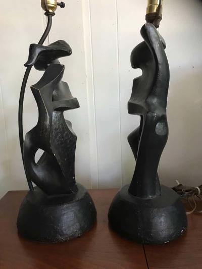 Marianna Von Allesch Spectacular Pair of Marianna von Allesch Cubism Male Female Lamp Rima