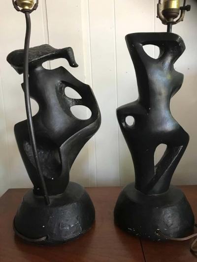 Marianna Von Allesch Spectacular Pair of Marianna von Allesch Cubism Male Female Lamp Rima