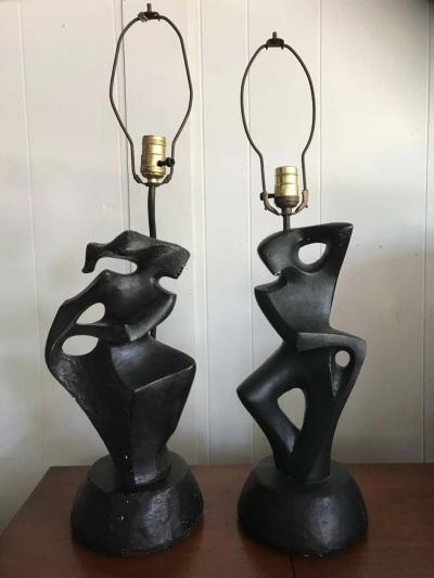 Marianna Von Allesch Spectacular Pair of Marianna von Allesch Cubism Male Female Lamp Rima
