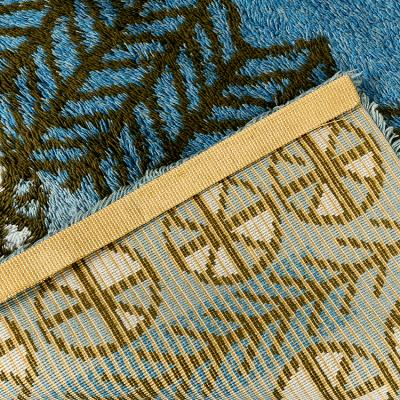 Marianne Richter SWEDISH BLUE AND BROWN WOOL RYA RUG 1960 Attributed to Marianne Richter 