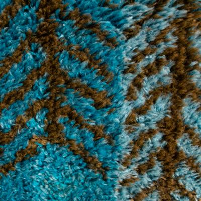 Marianne Richter SWEDISH BLUE AND BROWN WOOL RYA RUG 1960 Attributed to Marianne Richter 