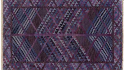 Marianne Richter VINTAGE SWEDISH BLUE BROWN PURPLE PILE RUG BY MARIANNE RICHTER AB MMF MR 