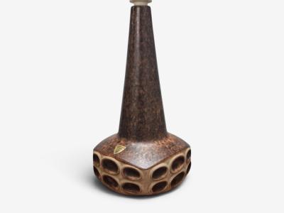 Marianne Starck Large Table Lamps Brown Stoneware Denmark 1960s