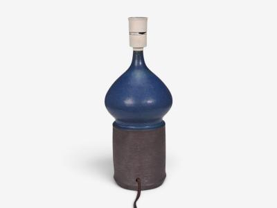 Marianne Starck Table Lamp Blue and Brown Stoneware Denmark 1960s