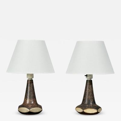 Marianne Starck Table Lamps Brown Stoneware Denmark 1960s