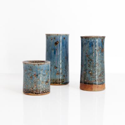 Marianne Westman 3 MARIANNE WESTMAN RORSTRAND STUDIO VASES IN BLUE GLAZE 