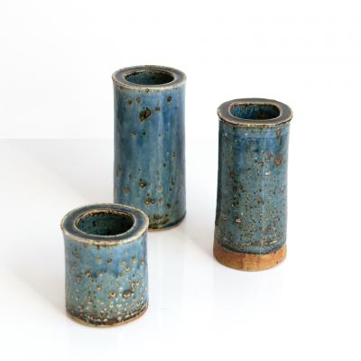 Marianne Westman 3 MARIANNE WESTMAN RORSTRAND STUDIO VASES IN BLUE GLAZE 