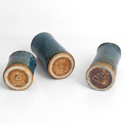 Marianne Westman 3 MARIANNE WESTMAN RORSTRAND STUDIO VASES IN BLUE GLAZE 