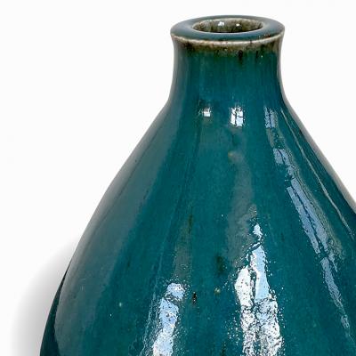 Marianne Westman Brutalist Conical Vase in Deep Teal by Marianne Westman
