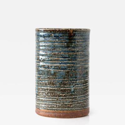 Marianne Westman MARIANNE WESTMAN CYLINDRICAL STUDIO VASE IN BLUE RORSTRAND SWEDEN