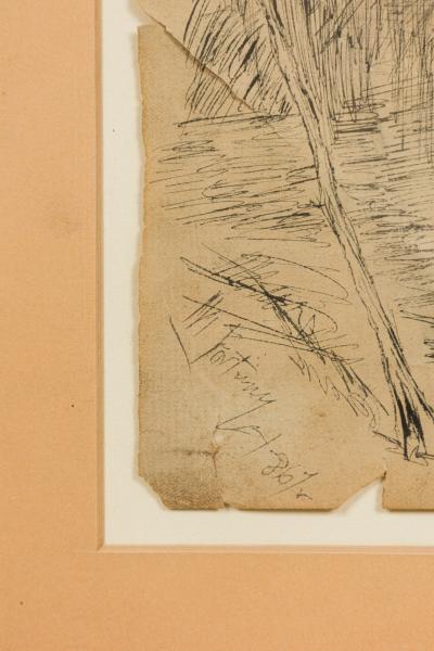 Mariano Fortuny y Marsal Mariano Fortuny y Marsal 19th Century pen and ink portrait of a seated Spanish g