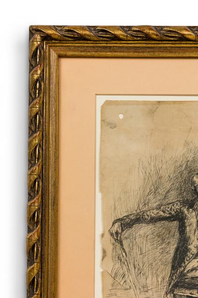 Mariano Fortuny y Marsal Mariano Fortuny y Marsal 19th Century pen and ink portrait of a seated Spanish g