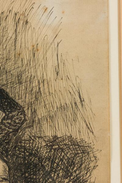 Mariano Fortuny y Marsal Mariano Fortuny y Marsal 19th Century pen and ink portrait of a seated Spanish g