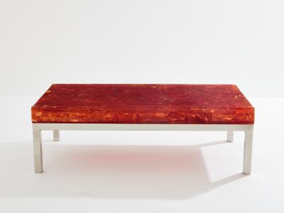 Marie Claude Fouquieres Marie Claude De Fouqui res orange fractal resin coffee table 1970