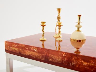 Marie Claude Fouquieres Marie Claude De Fouqui res orange fractal resin coffee table 1970