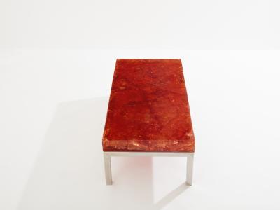 Marie Claude Fouquieres Marie Claude De Fouqui res orange fractal resin coffee table 1970